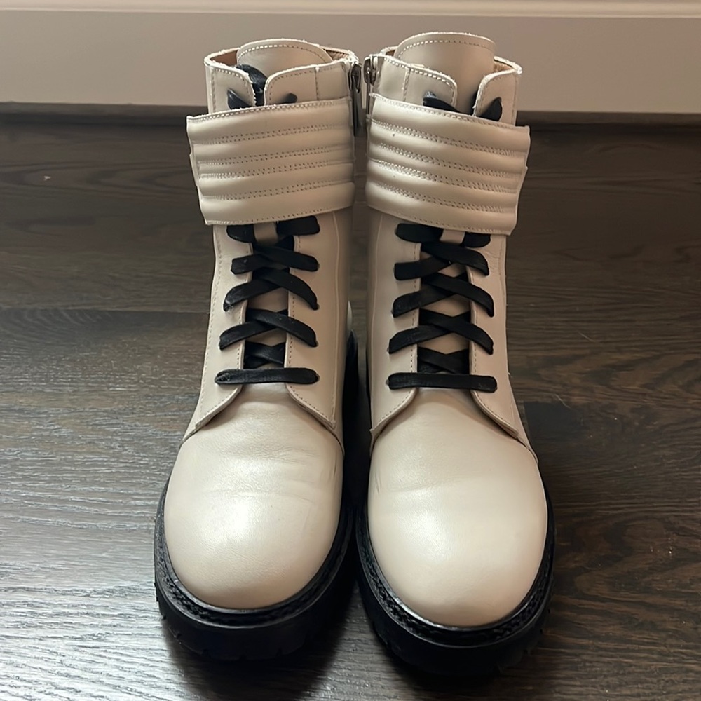 Aquatalia White Combat Boots (8.5); no box